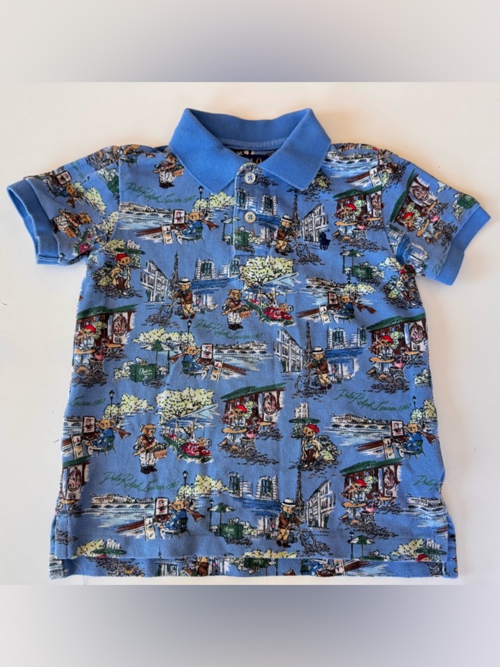Boys Polo Ralph Lauren AOP All Over Print Bear in Paris Polo size 4